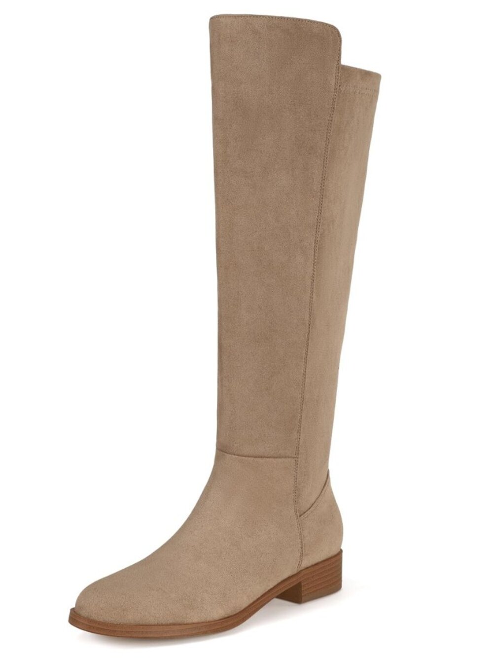 Flat Knee High Boots for Women Strecthy Rounded Toe Side Zipper